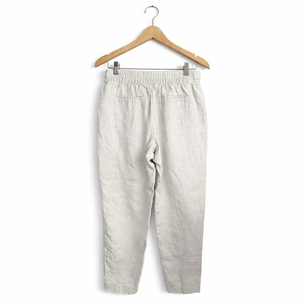 Athleta Women's Voyager 100% Linen High Rise Relaxed Ankle Pants Ivory Size 4 - Picture 3 of 7